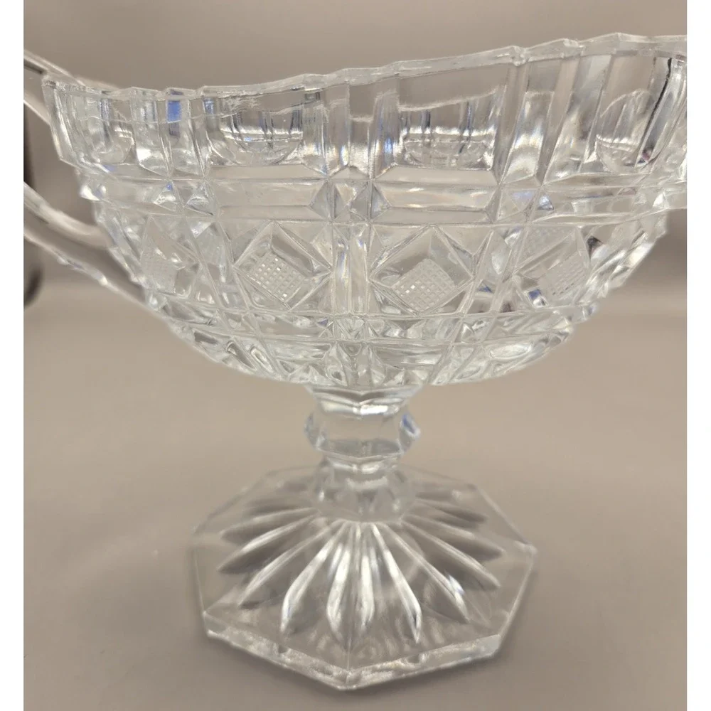 Crystal Gravy Boat Cut Glass Pedestal Pitcher With Handle‎